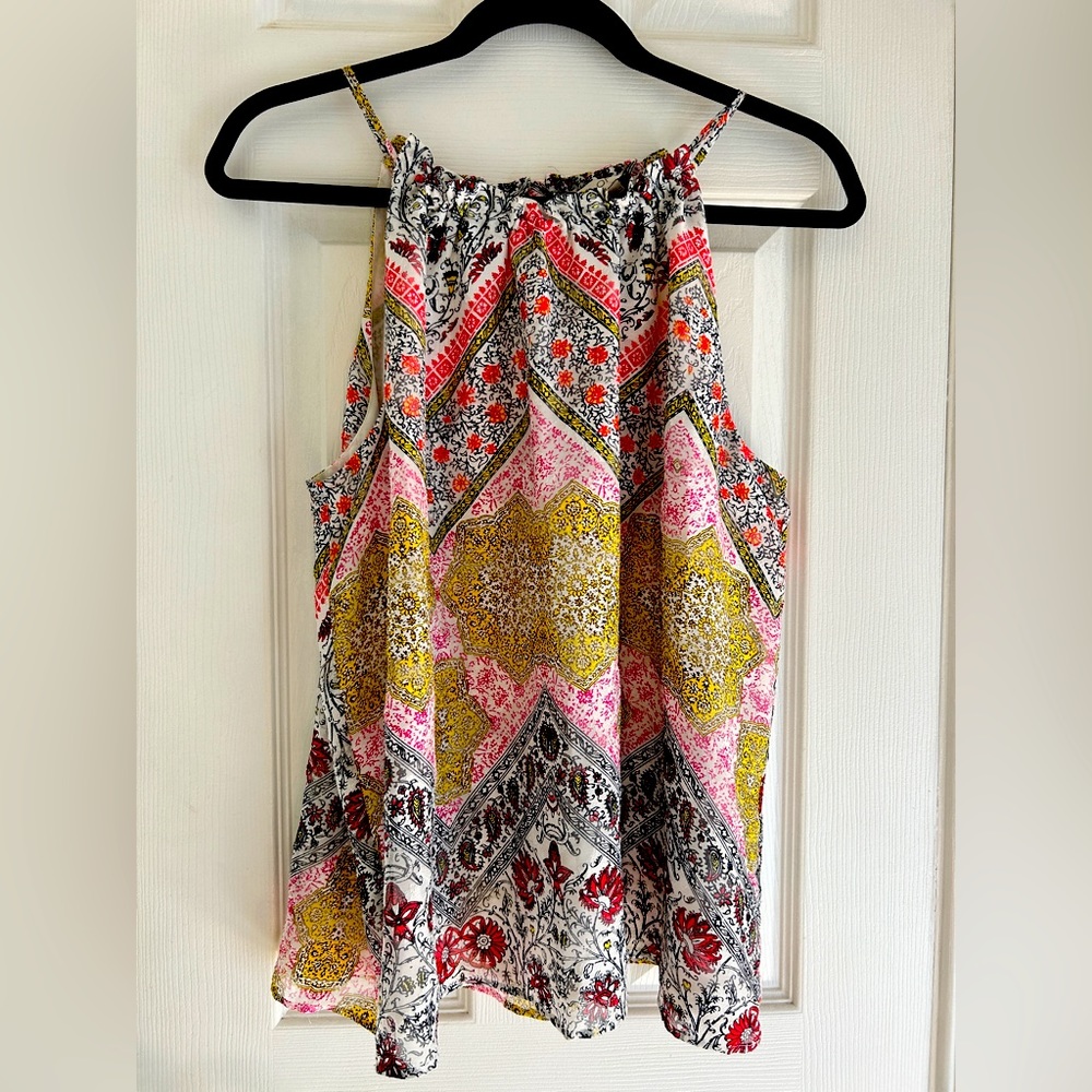 LOFT ruched neck sleeveless halter top